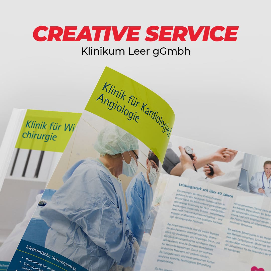 Creative Service für das Klinikum Leer: diverse Print-Produkte